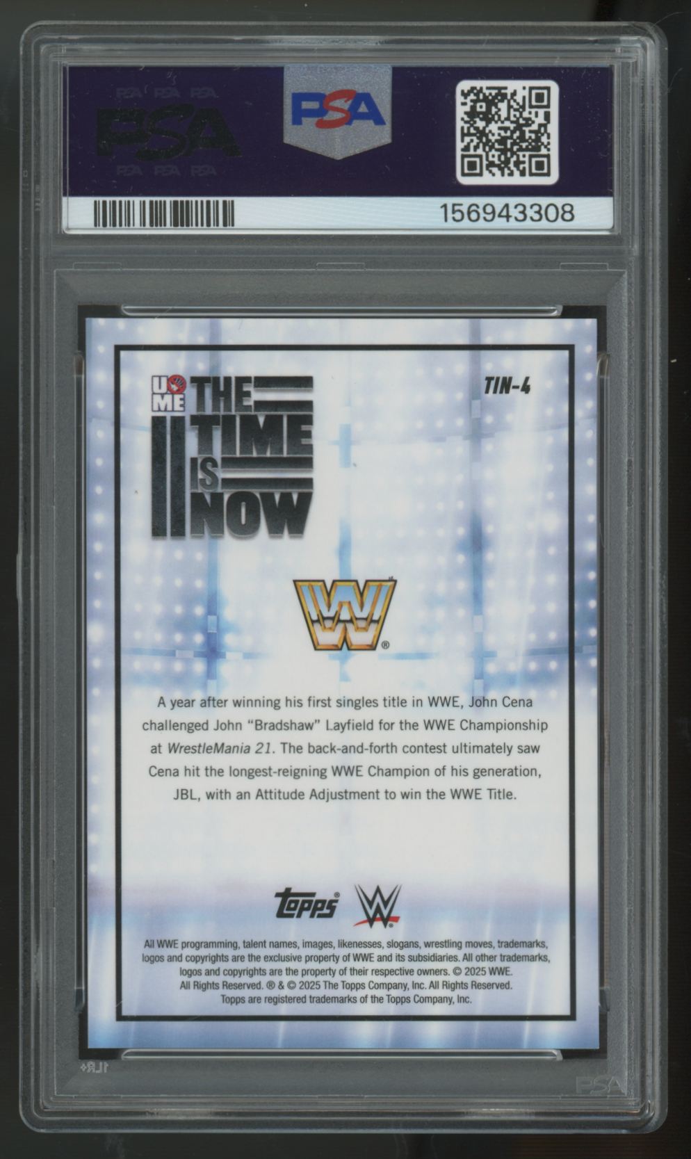 2025 Topps Chrome WWE John Cena The Time Is Now Red Refractor /5 #TIN-4 PSA 9
