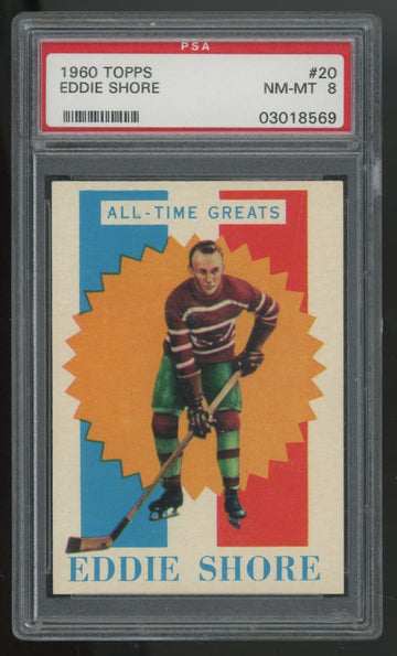 1960-61 Topps Eddie Shore All-Time Greats #20 PSA 8
