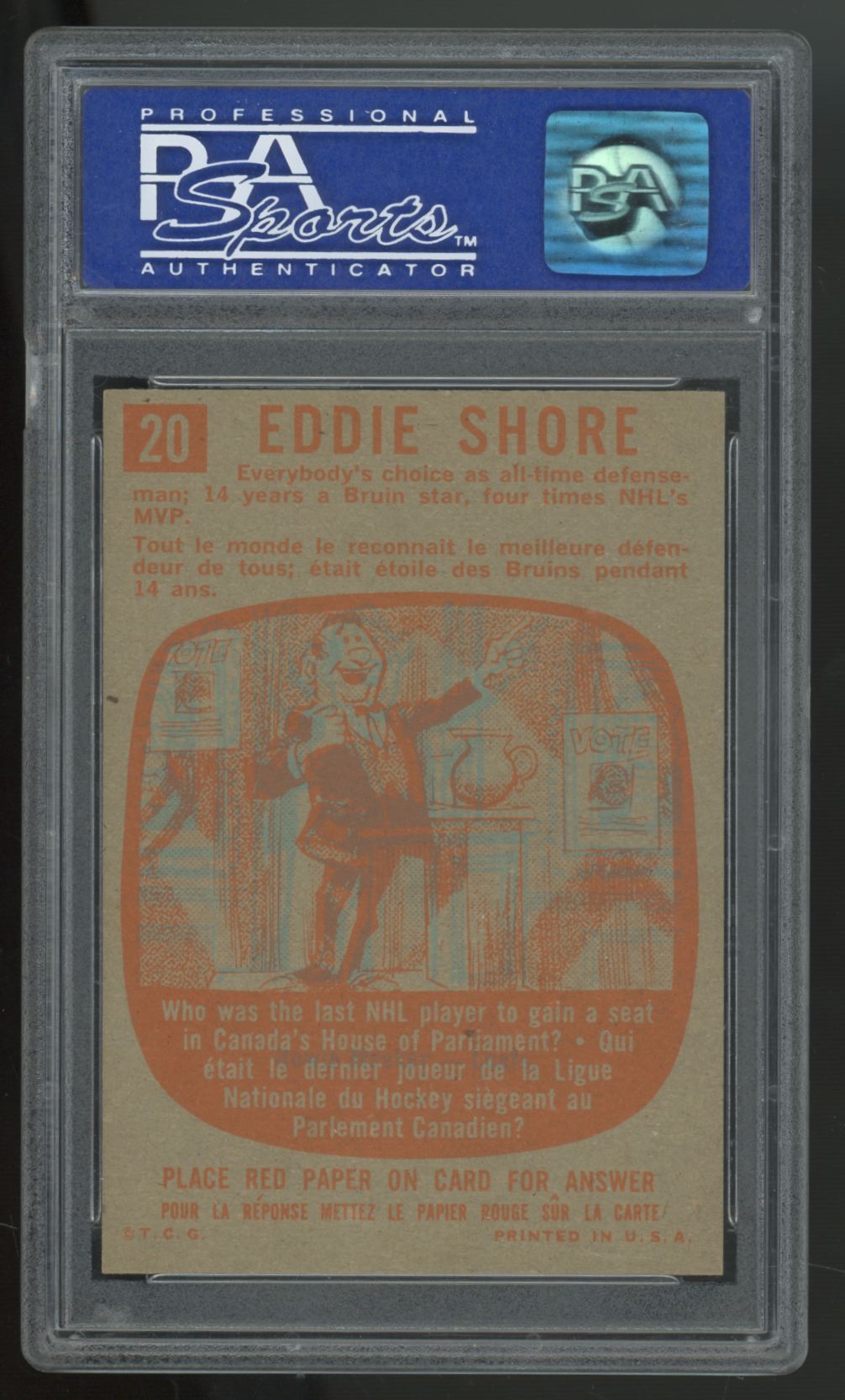 1960-61 Topps Eddie Shore All-Time Greats #20 PSA 8