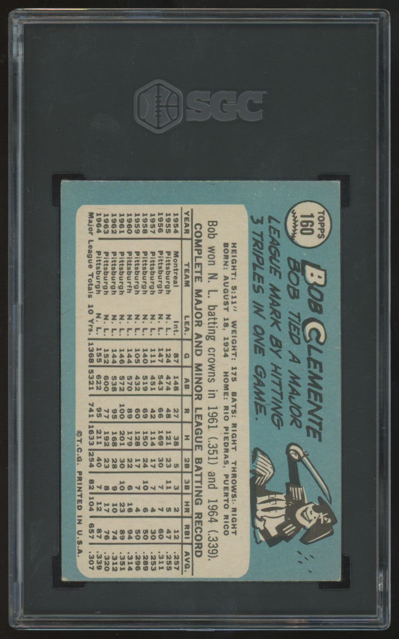1965 Topps Roberto Bob Clemente #160 SGC 5 *878