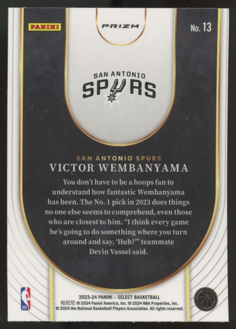 2023-24 Select Victor Wembanyama RC Neon Icon Tectonic Prizm #13