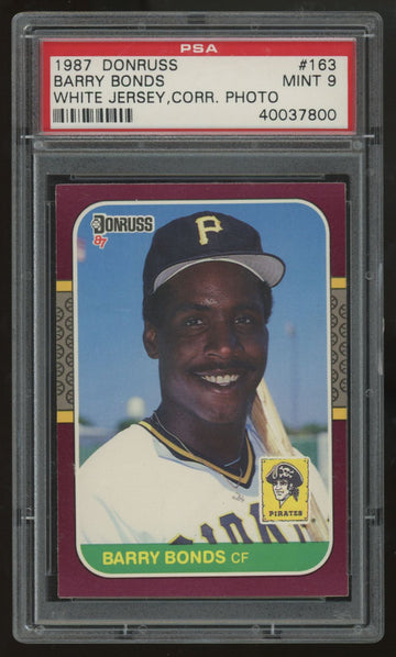 1987 Donruss Barry Bonds RC White Jersey Correct Photo #163 PSA 9 *800