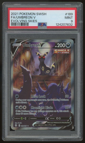 2021 Pokemon Umbreon V Evolving Skies Full Art #189 PSA 9 (B)
