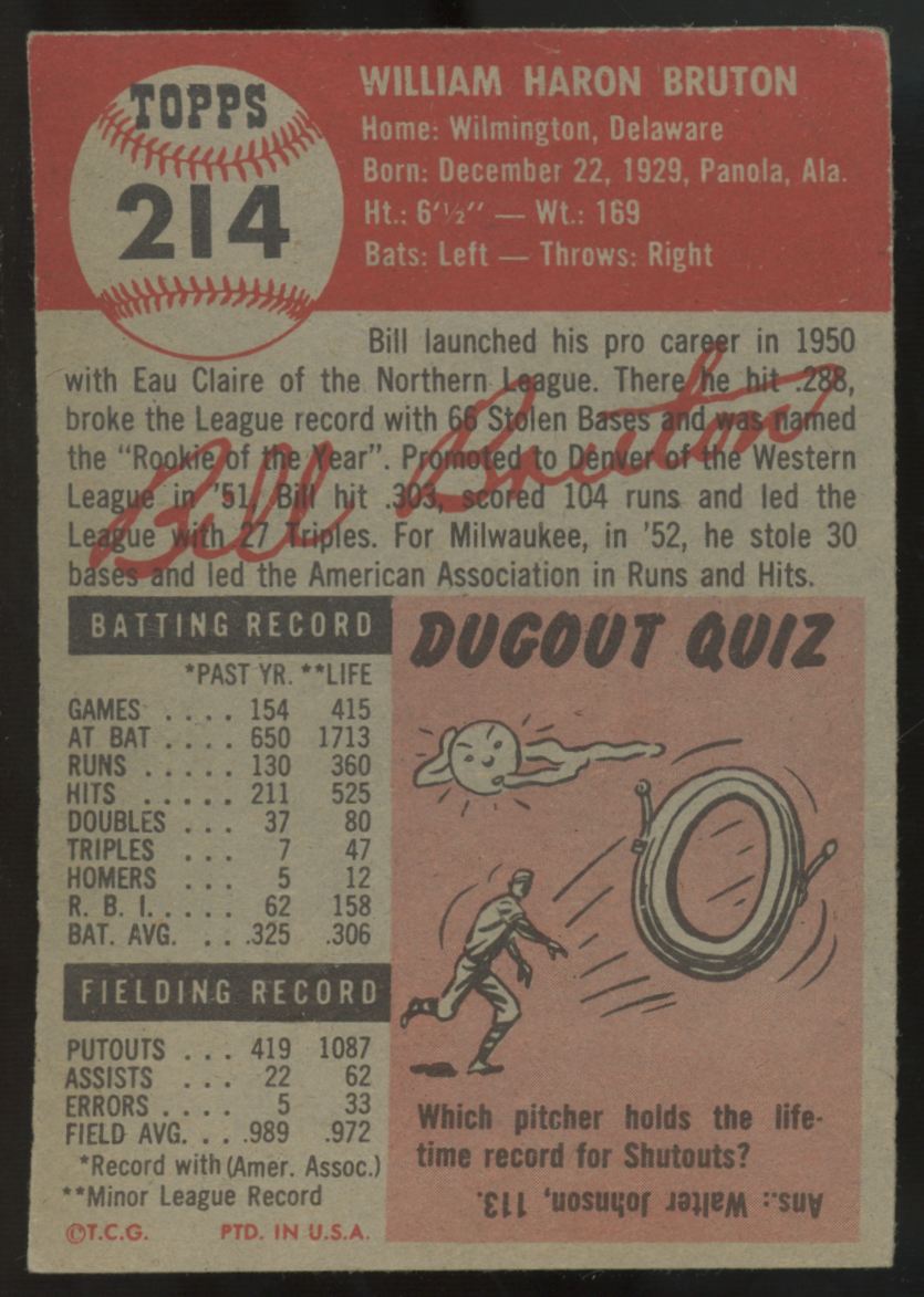 1953 Topps Bill Bruton #214 Fair