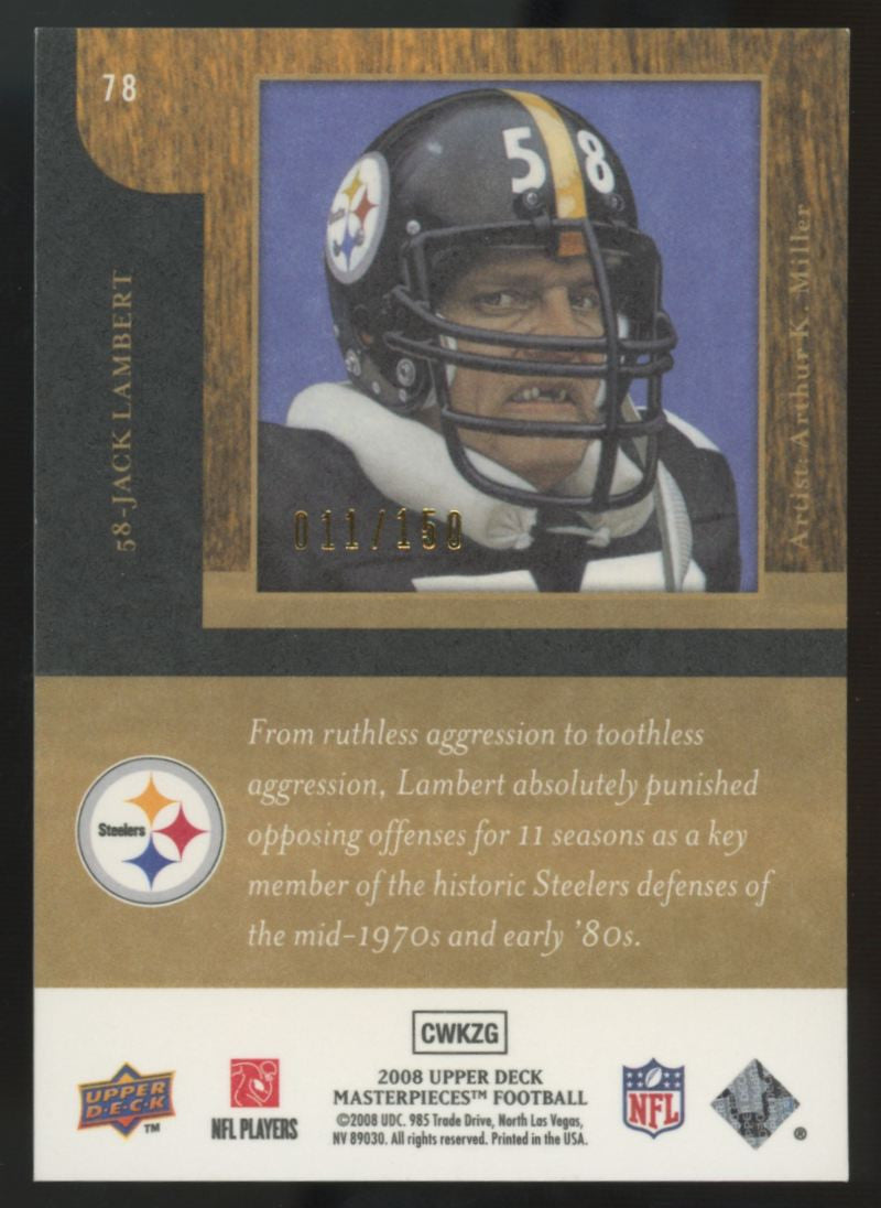 2008 Upper Deck Masterpieces Jack Lambert Blue /150 #78