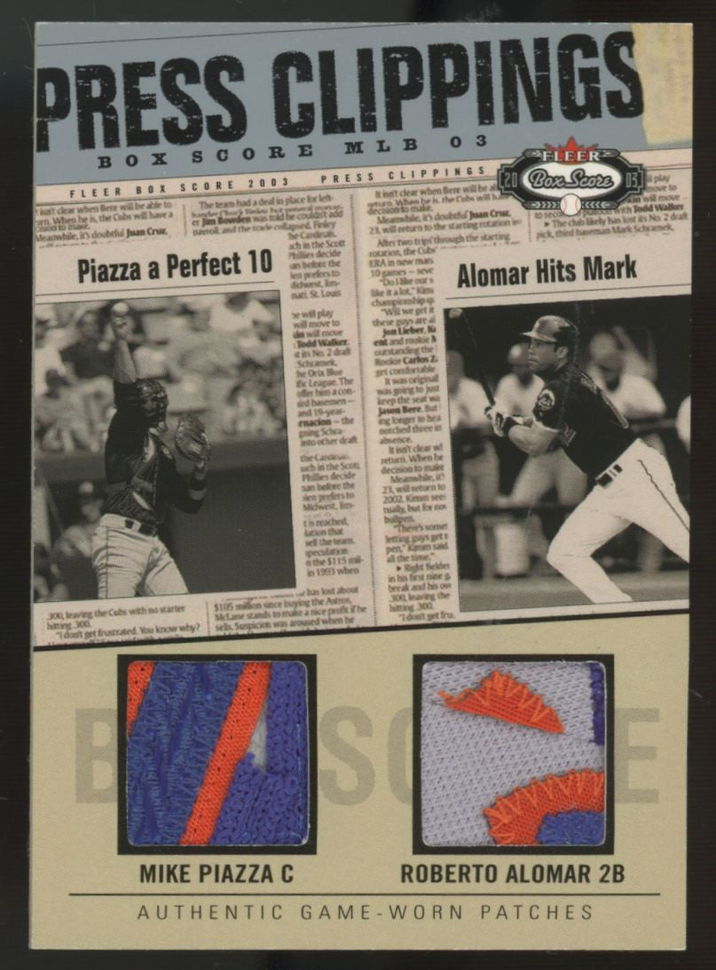 2003 Fleer Box Score Piazza Alomar Press Clippings Dual Patch /150 #MP/RA-PCD