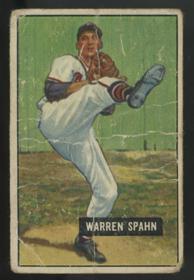 1951 Bowman Warren Spahn Picture Card #134 Poor (MK)