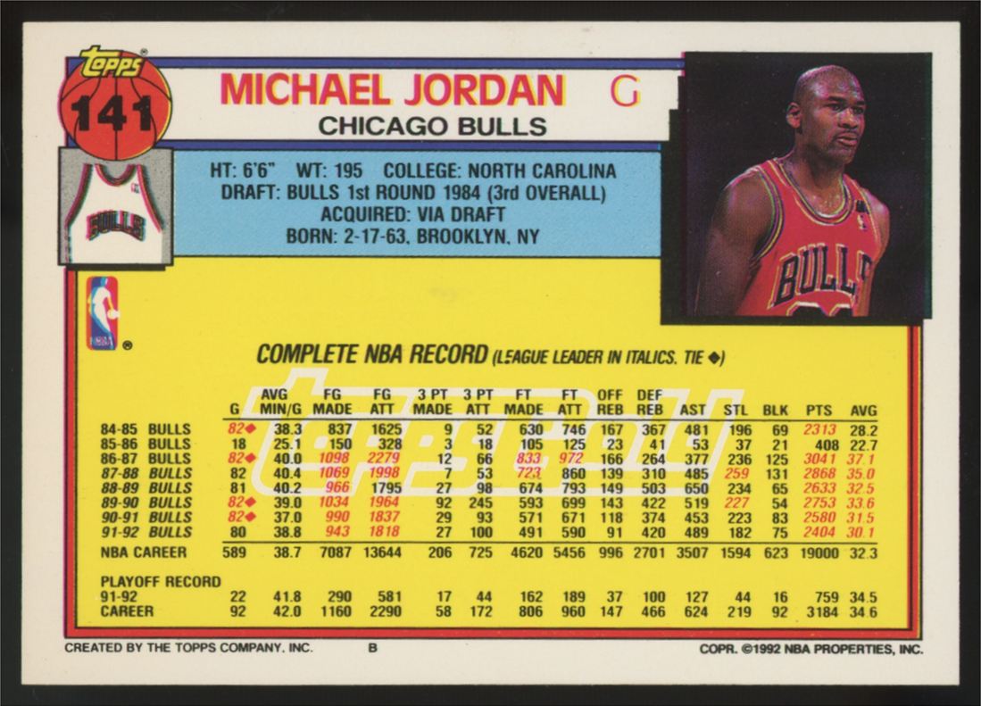 1992-93 Topps Michael Jordan Gold #141