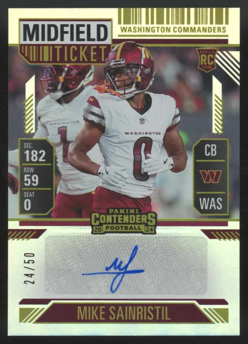 2024 Panini Contenders Mike Sainristil RC Midfield Ticket Auto /50 #172