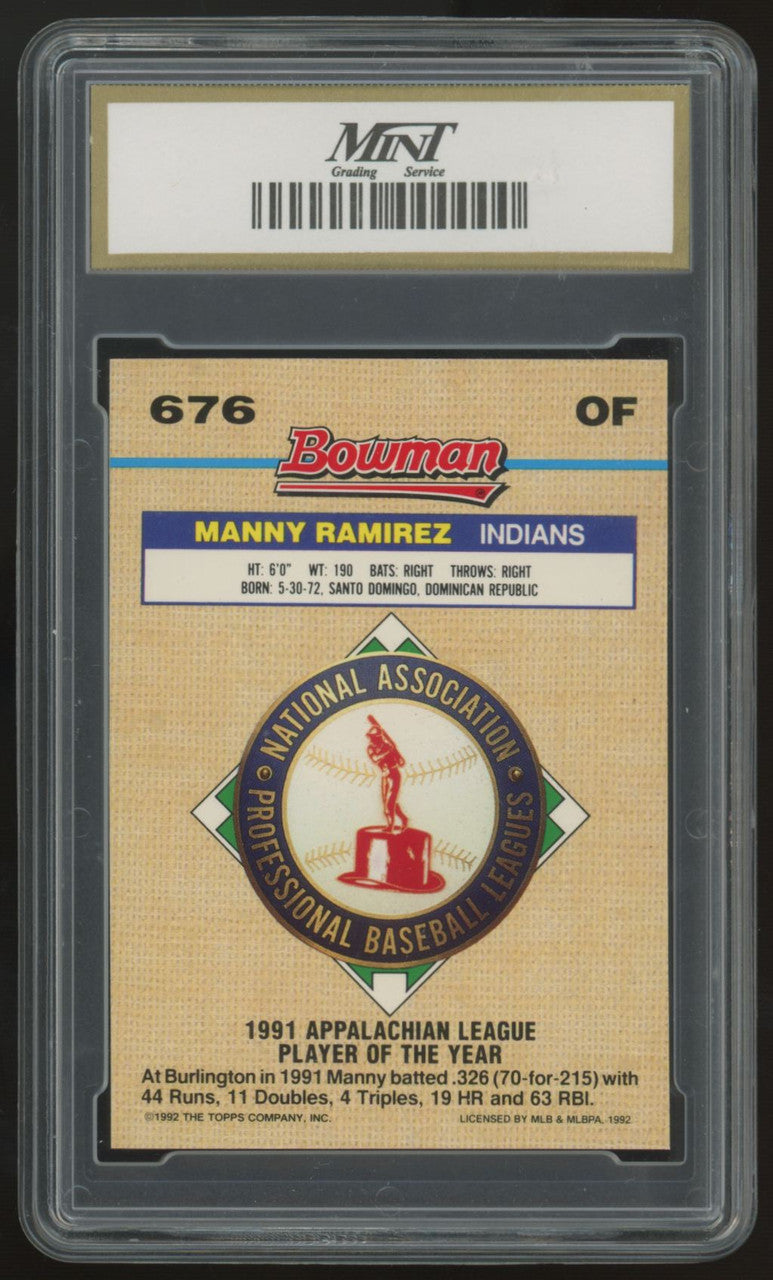 1992 Bowman Manny Ramirez RC Foil #676 MGS 10