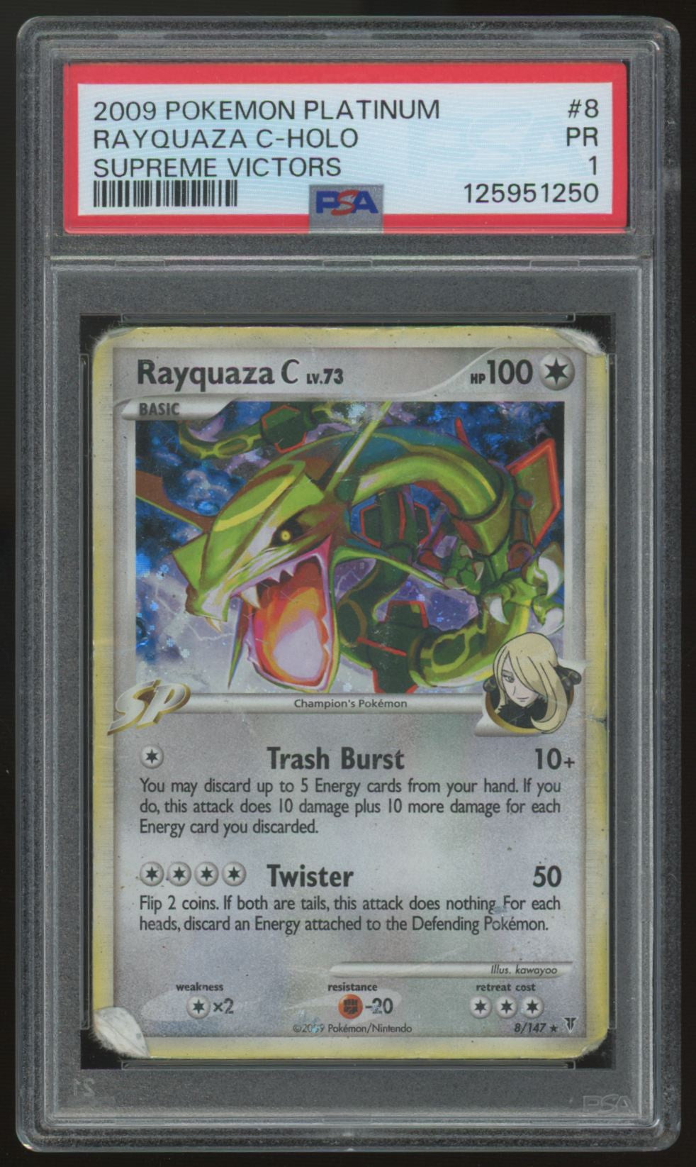 2009 Pokemon Rayquaza C Supreme Victors Holo #8 PSA 1