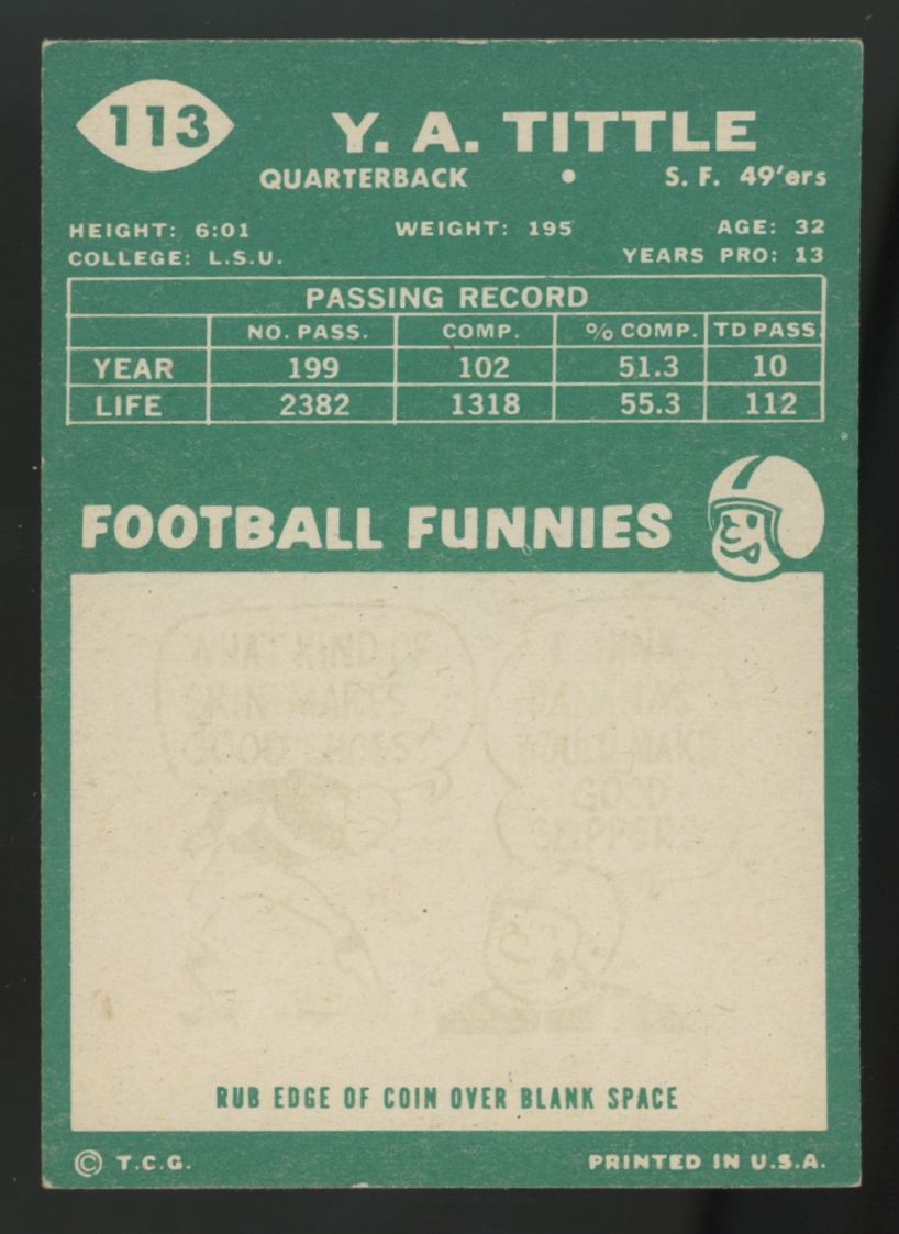 1960 Topps Y.A. Tittle #113 EX+
