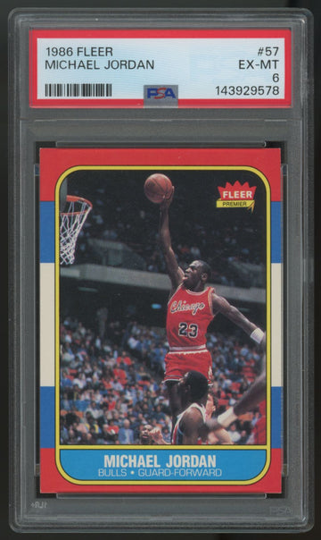 1986/87 Fleer Basketball Michael Jordan RC #57 PSA 6