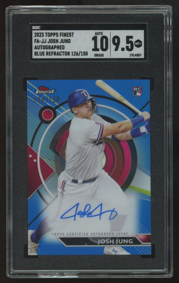 2023 Topps Finest Josh Jung RC Blue Refractor Auto /150 #FA-JJ SGC 9.5 10
