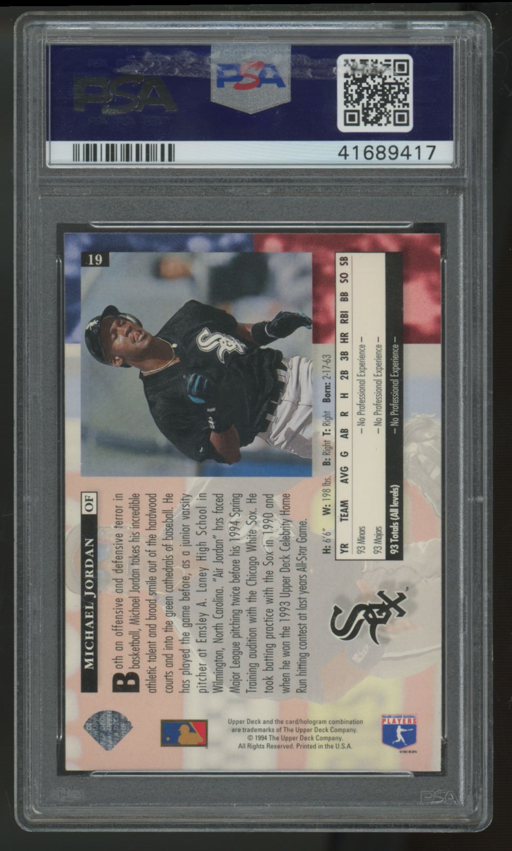 1994 Upper Deck Michael Jordan RC Star Rookies #19 PSA 9
