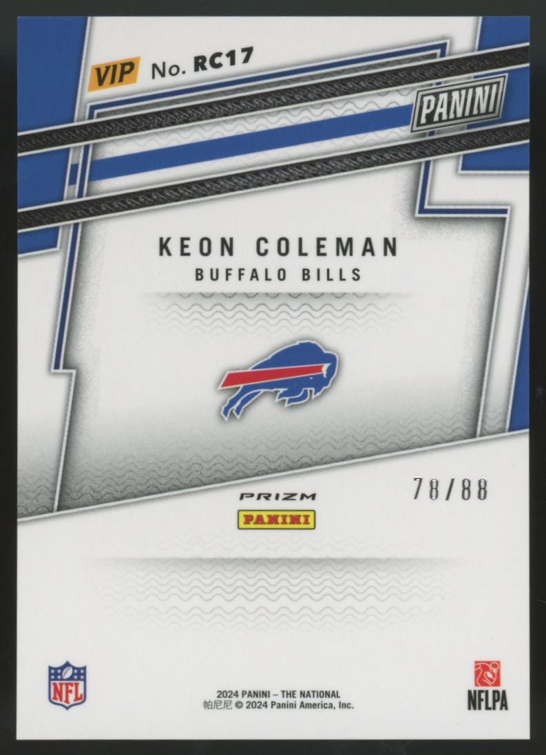 2024 Panini The National Keon Coleman RC VIP Pink Ice /88 #RC17