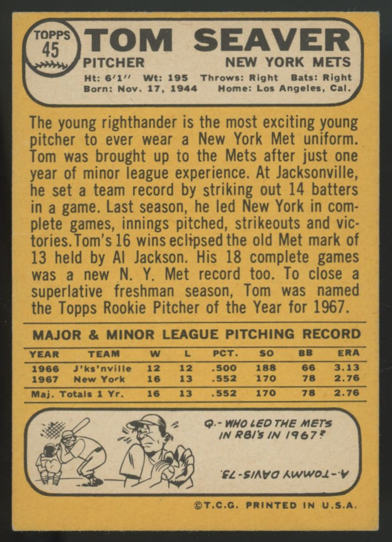 1968 Topps Tom Seaver #45 EX/MT