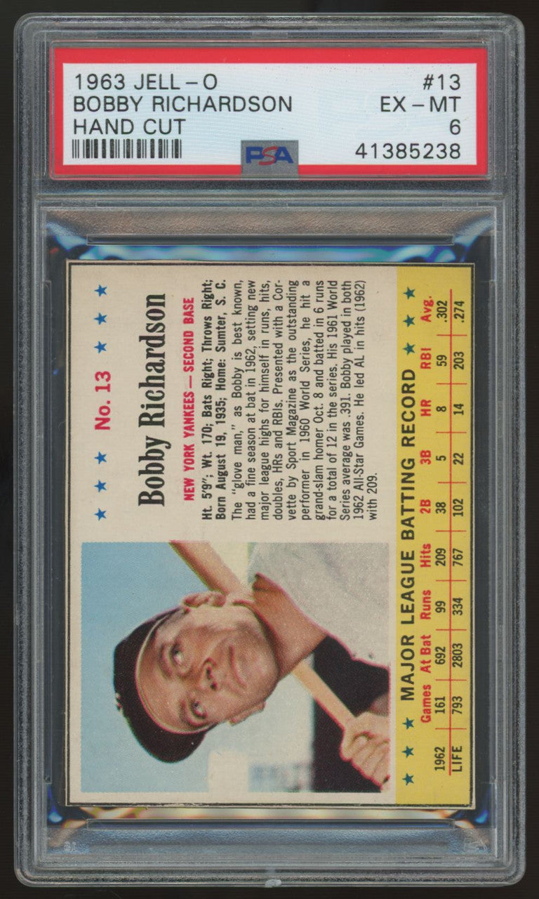 1963 Jell-O Bobby Richardson Hand Cut #13 PSA 6