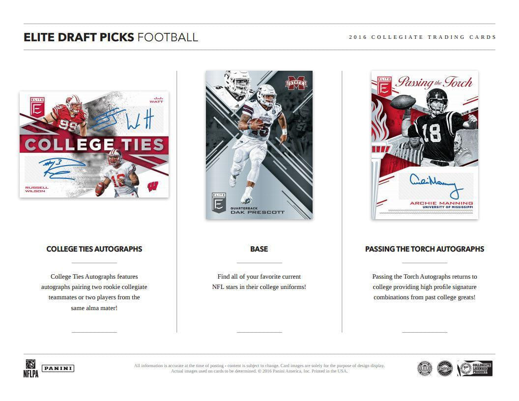 2017 Panini Elite Draft Picks Collegiate Football Hobby Box