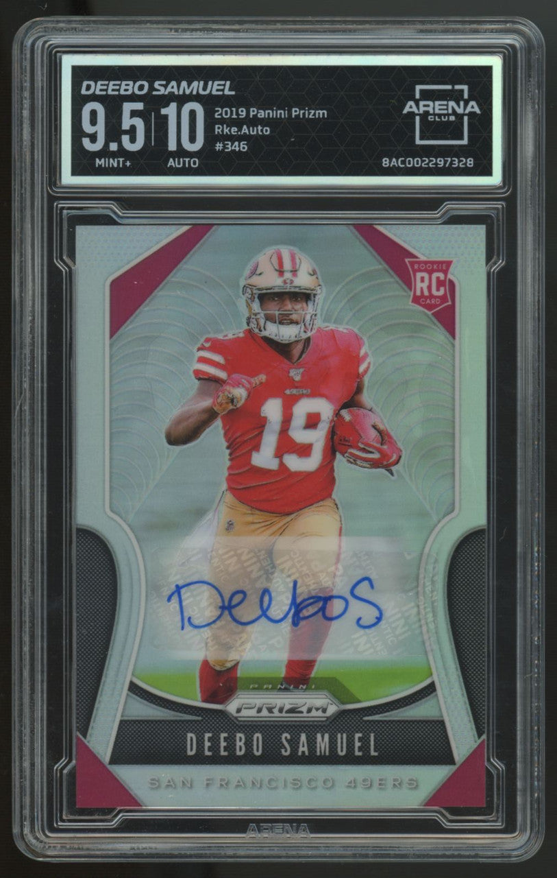 2019 Panini Prizm Deebo Samuel RC Silver Auto #346 Arena Club 9.5 10