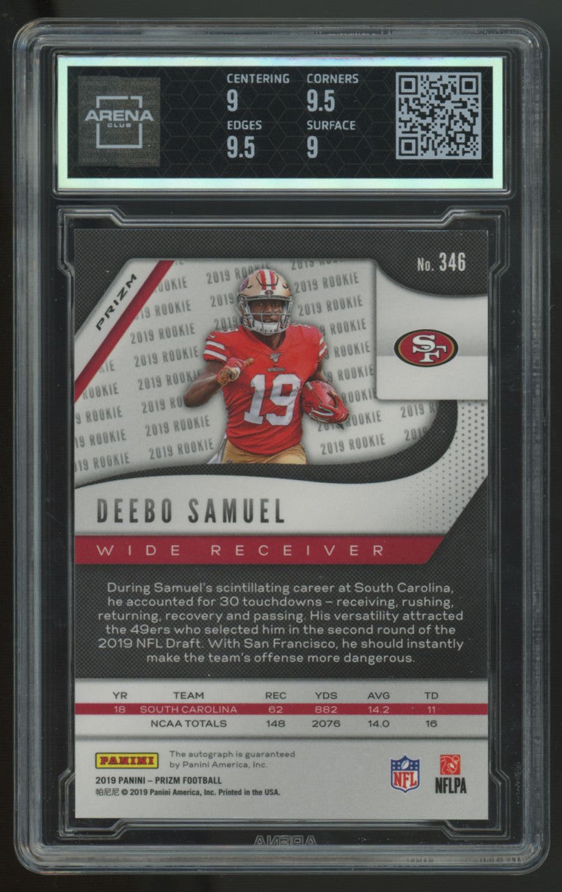 2019 Panini Prizm Deebo Samuel RC Silver Auto #346 Arena Club 9.5 10