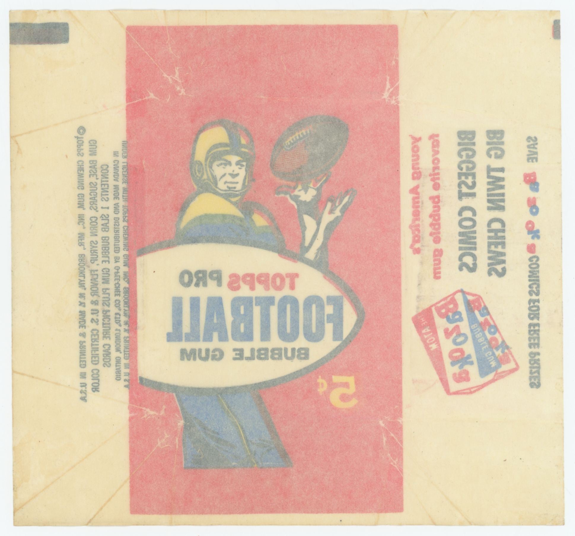 1957 Topps Football Wax Pack Wrapper w/ Bazooka Ad