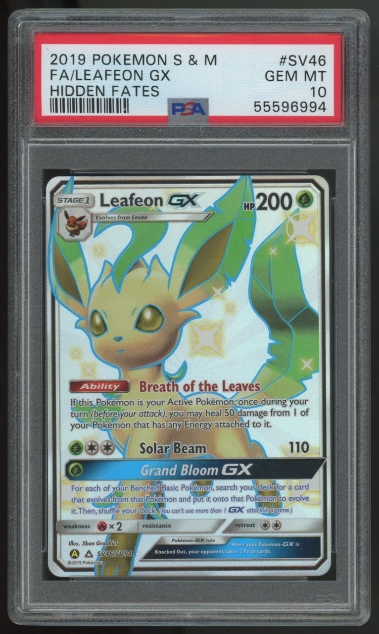2019 Pokemon Leafeon GX Hidden Fates Full Art #SV46/SV94 PSA 10