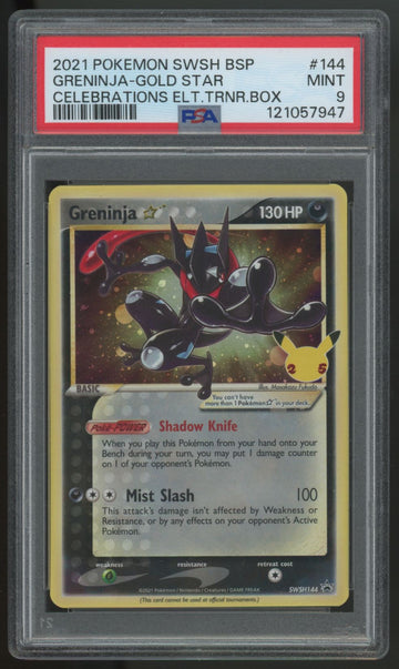 2021 Pokemon Greninja Gold Star Celebrations ETB Promo #144 PSA 9 (B)