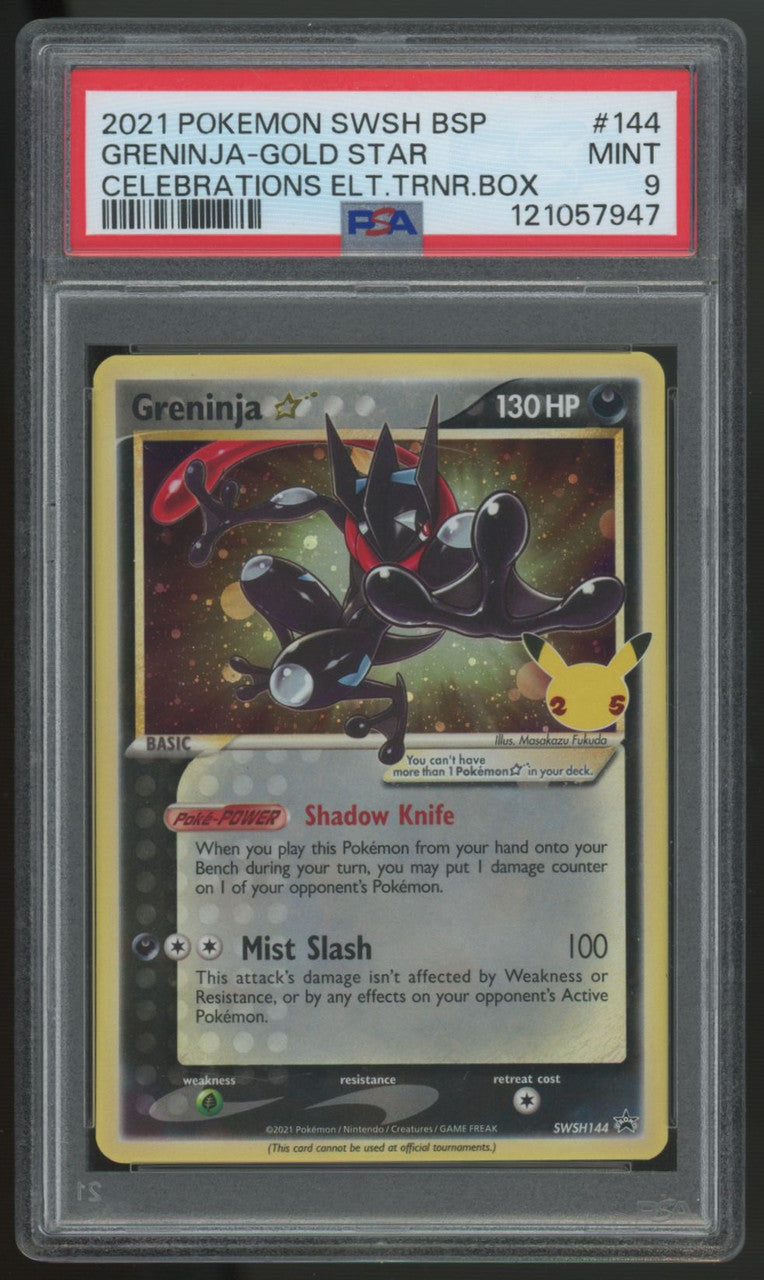 2021 Pokemon Greninja Gold Star Celebrations ETB Promo #144 PSA 9 (B)