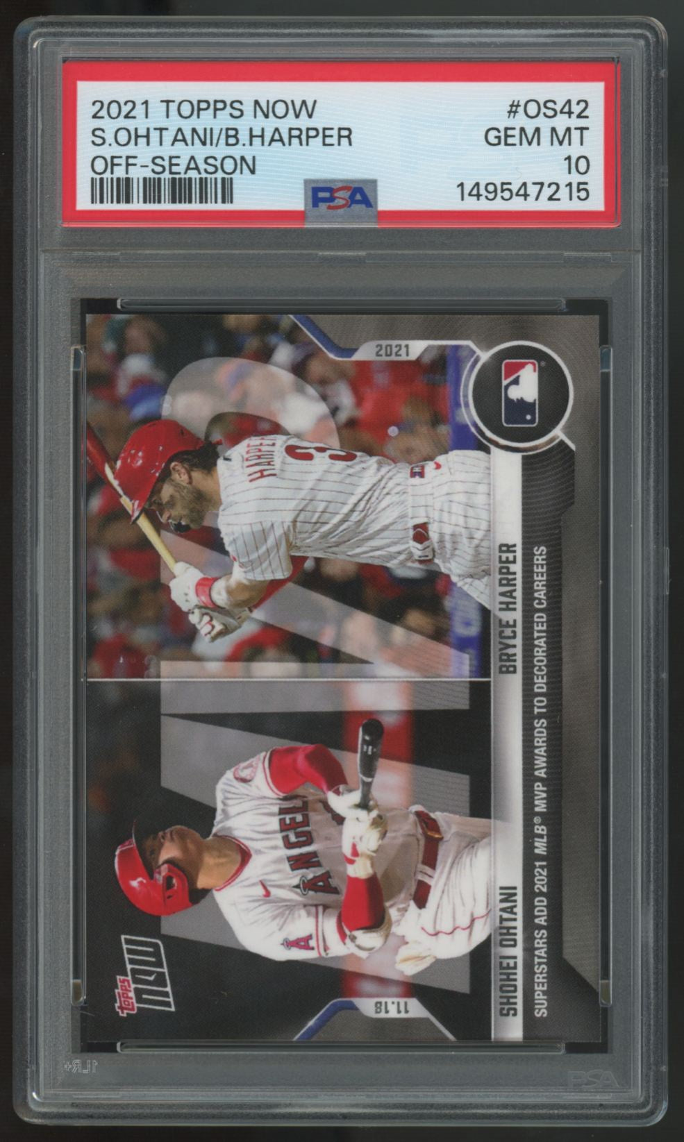 2021 Topps Now Shohei Ohtani/Bryce Harper Off-Season #OS-42 PSA 10