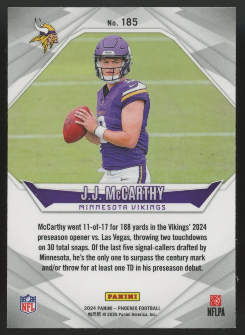2024 Panini Phoenix J.J. McCarthy RC Ice #185