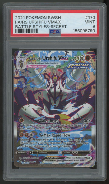 2021 Pokemon Rapid Strike Urshifu VMax Battle Styles Secret Rare #170 PSA 9