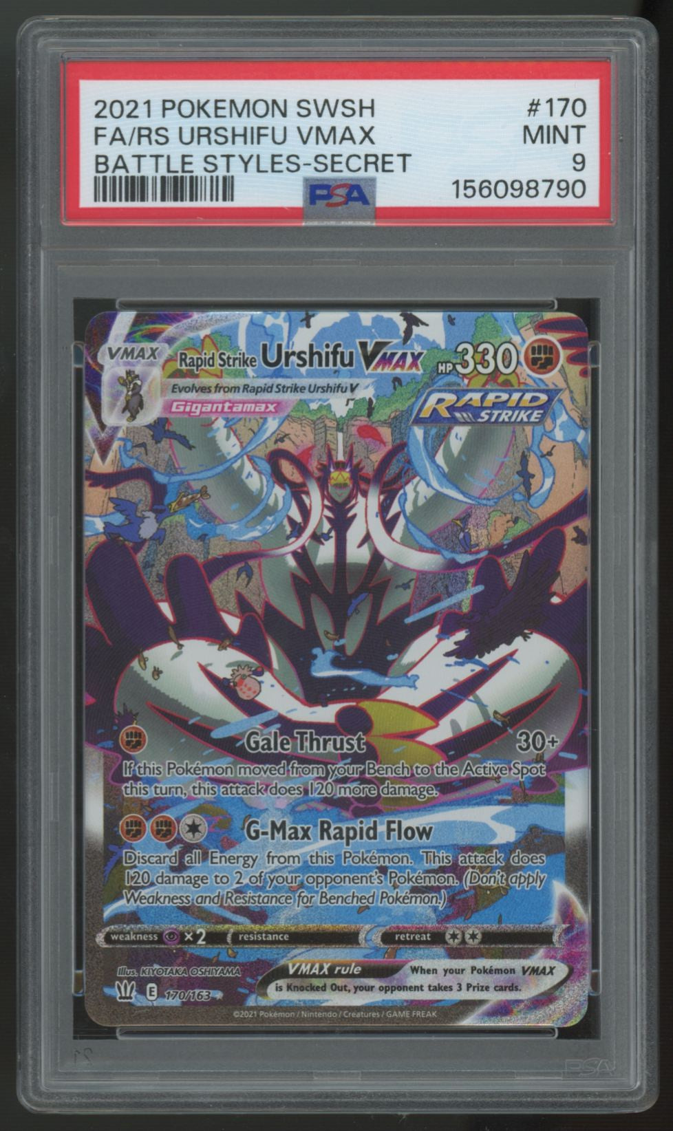 2021 Pokemon Rapid Strike Urshifu VMax Battle Styles Secret Rare #170 PSA 9