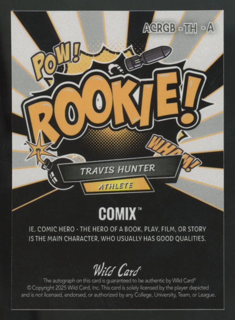 2025 Wild Card Comix Travis Hunter RC Lazer Auto 1/1 #ACRGB-TH-A