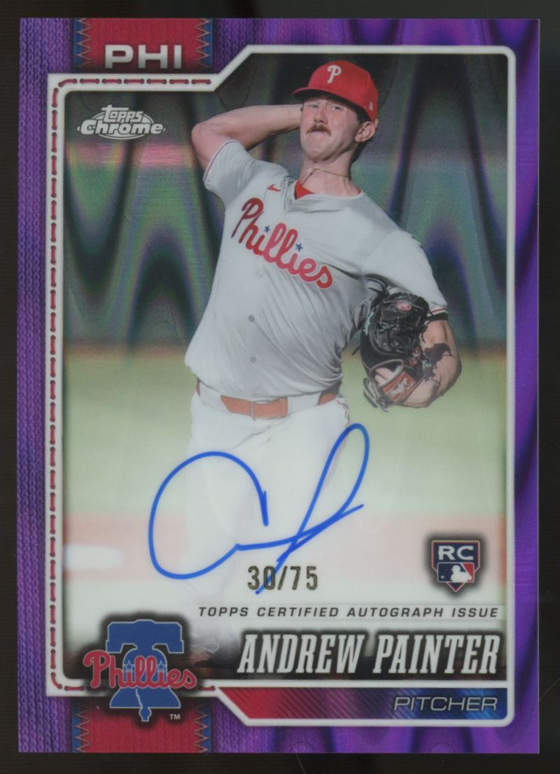 2026 Topps Chrome Andrew Painter RC Purple Raywave Auto /75 #RA-AP