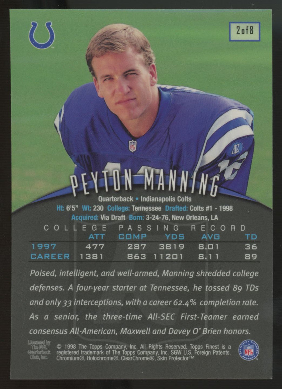 1998 Topps Finest Peyton Manning RC Jumbo W/ Coating #2