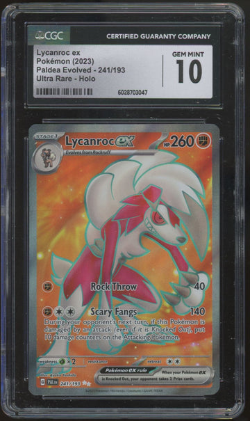 2023 Pokemon Lycanroc ex Paldea Evolved Full Art #241 CGC 10