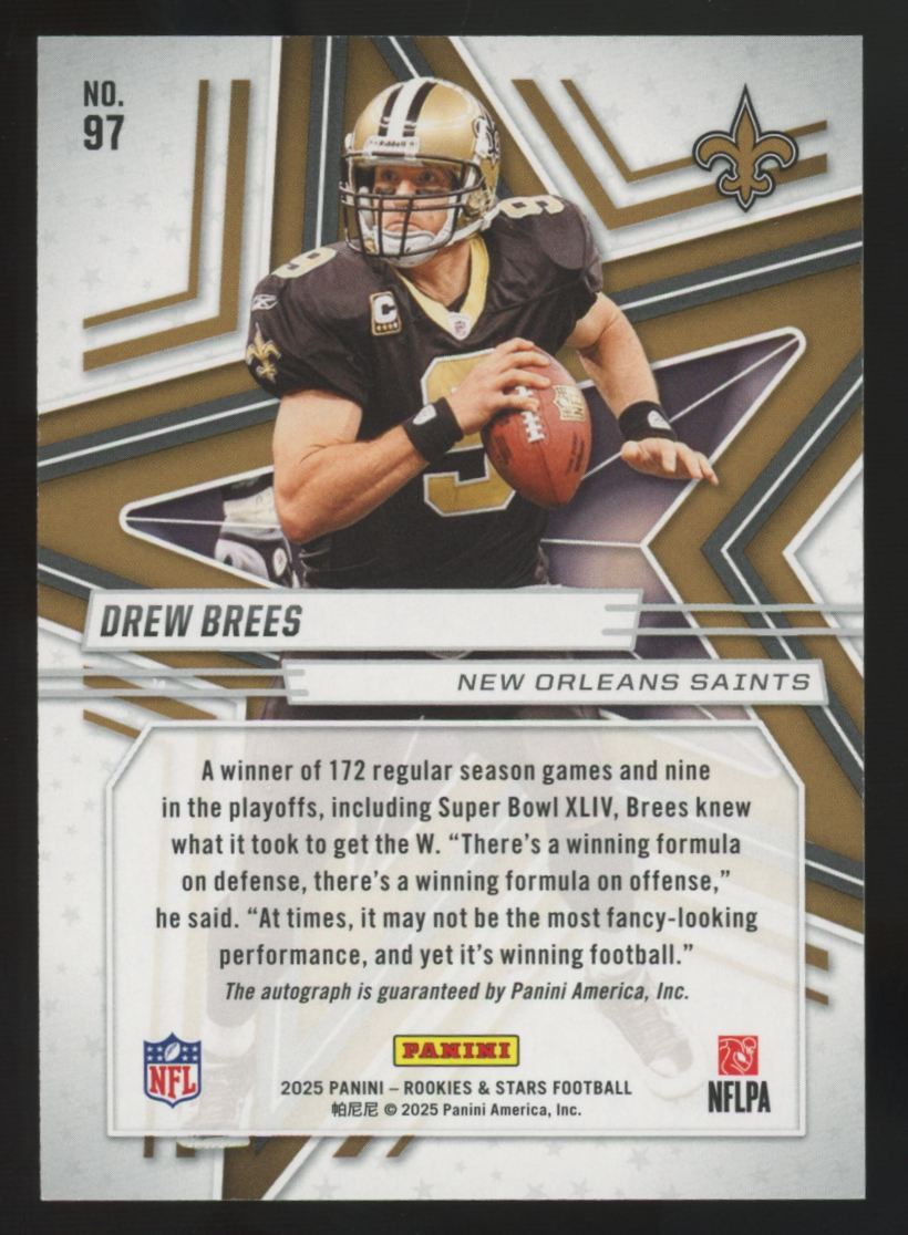 2025 Panini Rookies & Stars Drew Brees Red Auto #97
