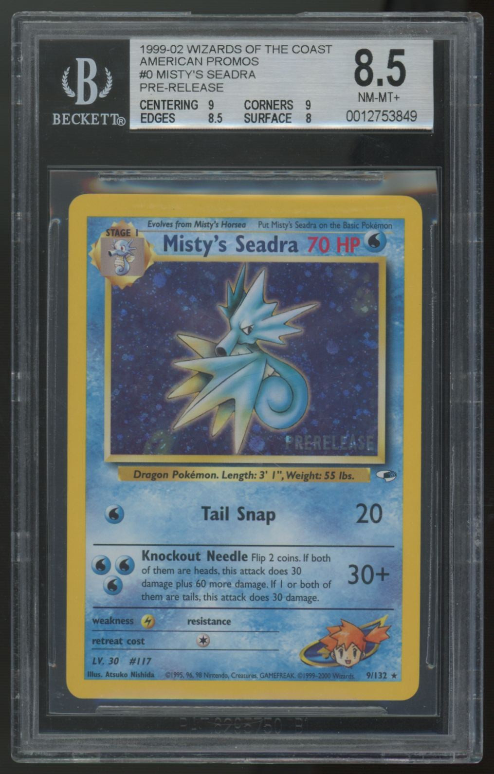 1999 Pokemon Misty's Seadra Prerelease Promo #9 BGS 8.5