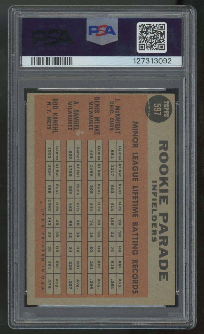 1962 Topps McKinght/Menke/Samuel/Kanehl RC Rookie Parade #597 PSA 3.5
