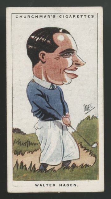 1928 WA&AC Churchman Walter Hagen Men Of The Moment Small #26 EX