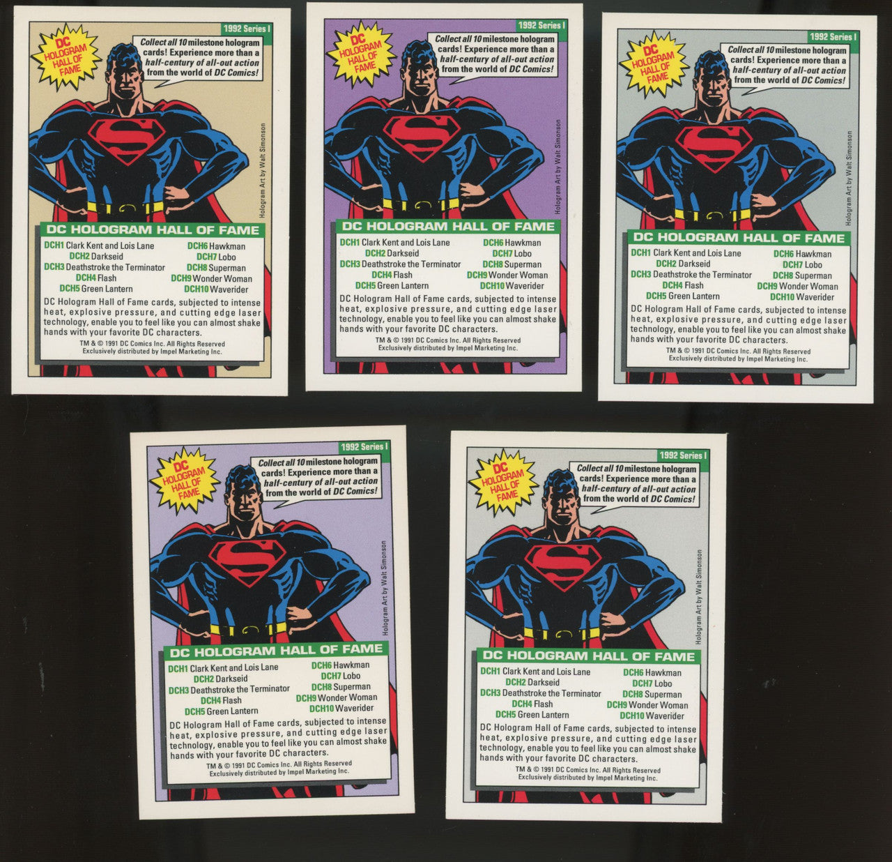 1992 Impel DC Cosmic Cards Series 1 Holo Hall Of Fame Complete Set (10)