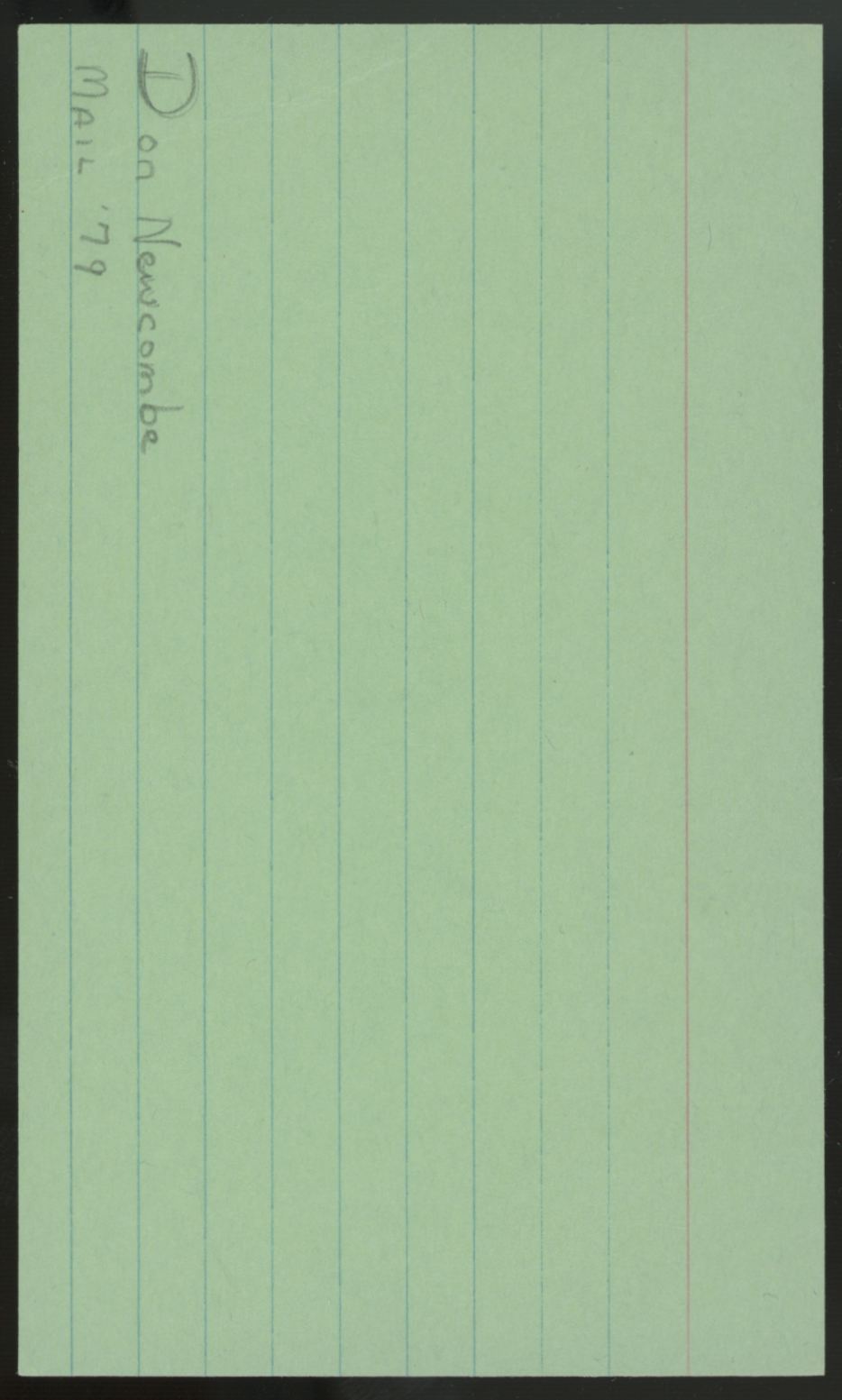Don Newcombe Signed Autographed Index Card JSA Authentic