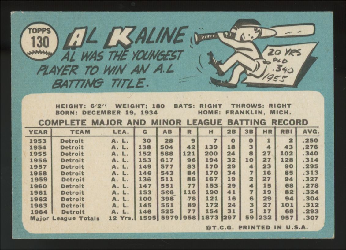 1965 Topps Al Kaline #130 EX/MT "A"