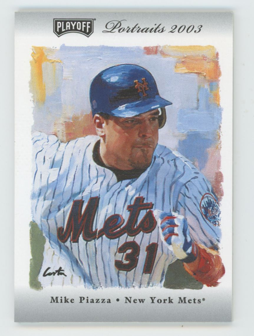 2003 Playoff Portraits Mike Piazza Silver Patch /50 #10