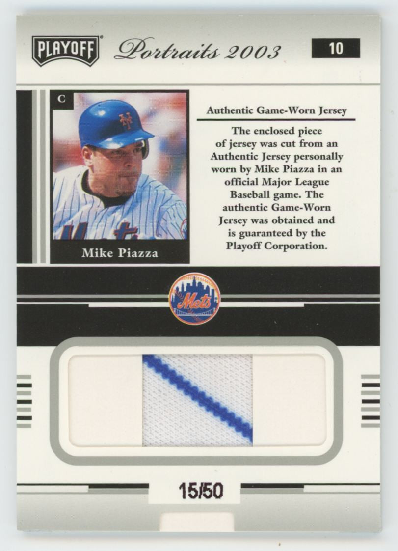 2003 Playoff Portraits Mike Piazza Silver Patch /50 #10