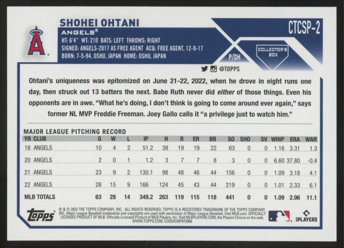 2023 Topps Flagship Shohei Ohtani Companion #CTCSP-2