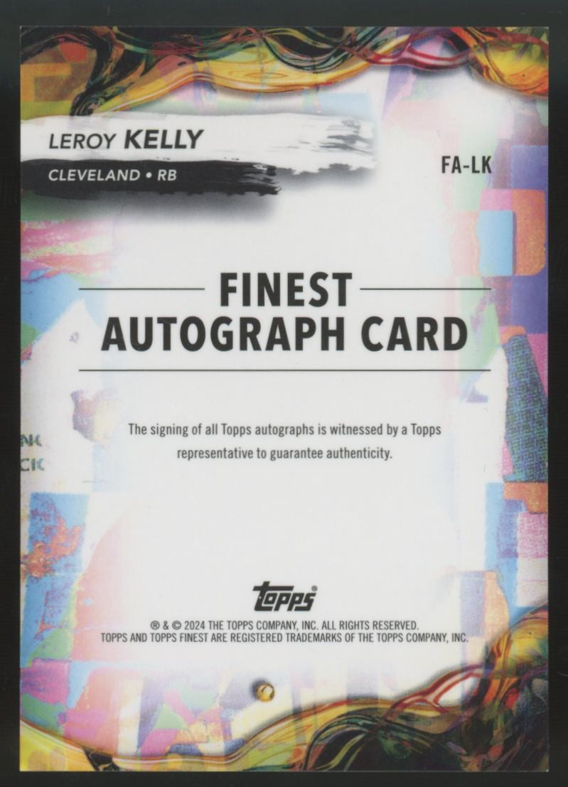 2024 Topps Finest Leroy Kelly Oil Spill Refractor Auto /10 #FA-LK