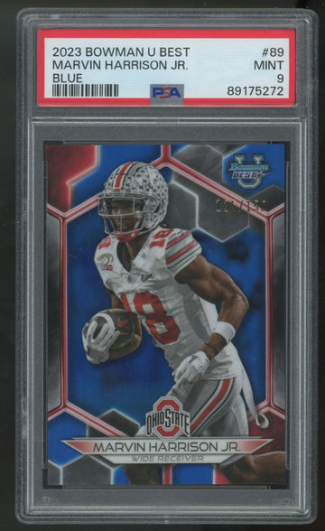 2023 Bowman Best University Marvin Harrison Jr. Blue /150 #89 PSA 9