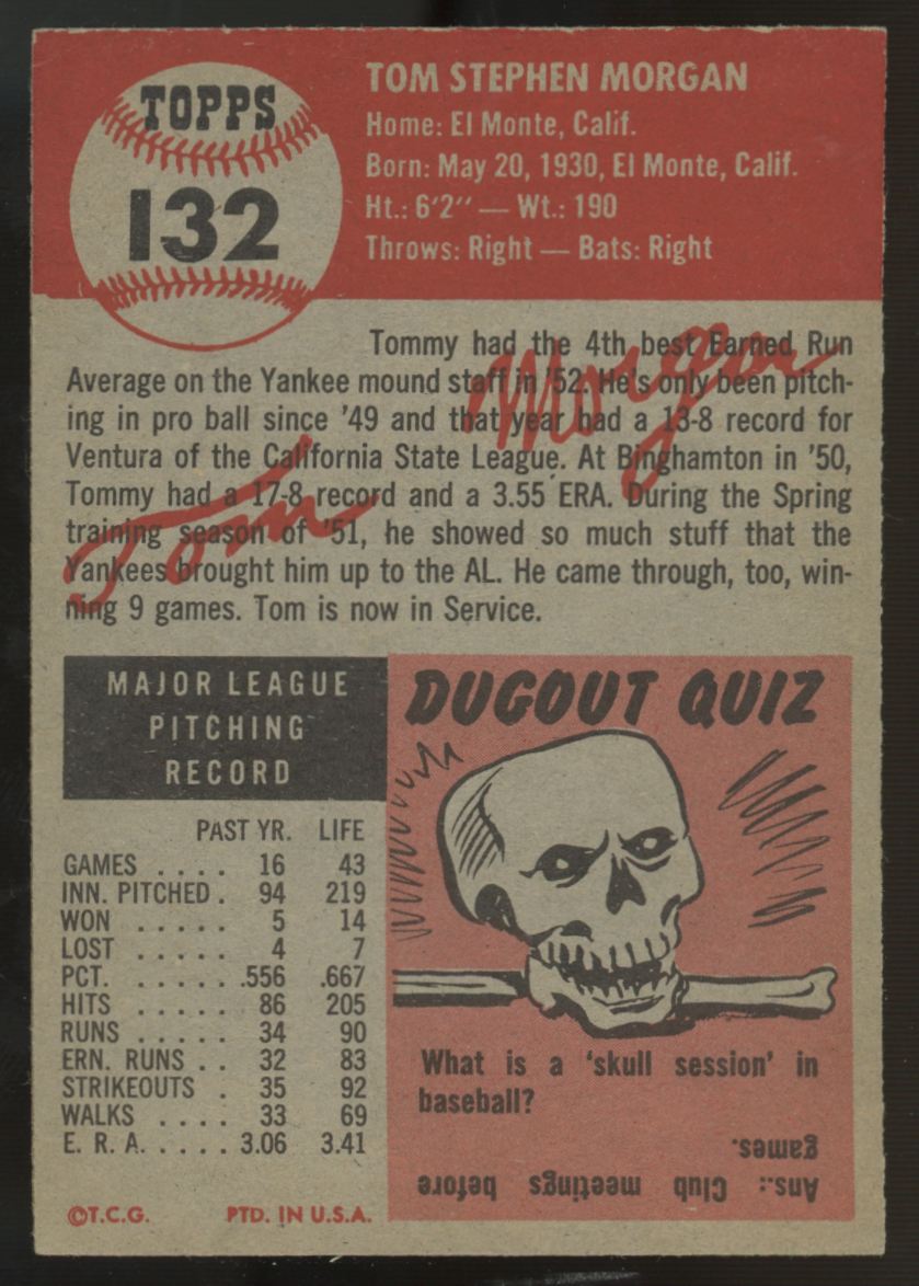 1953 Topps Tom Morgan #132 EX/MT
